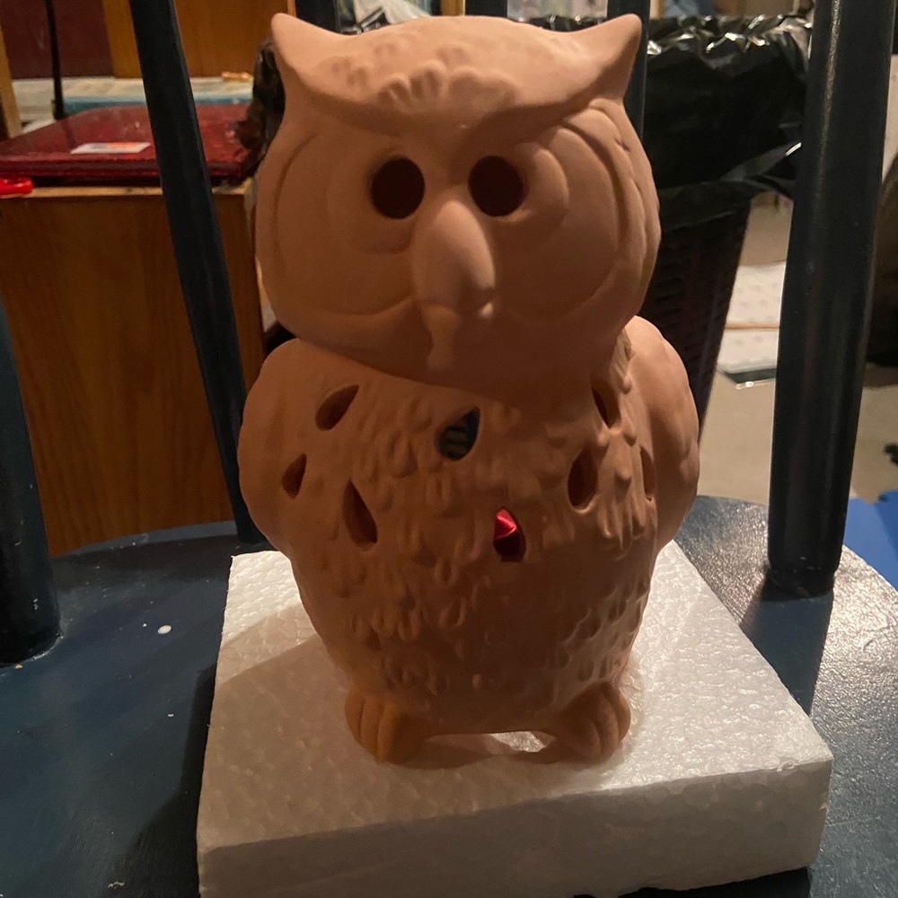 Clay Owl Tea-light Holder